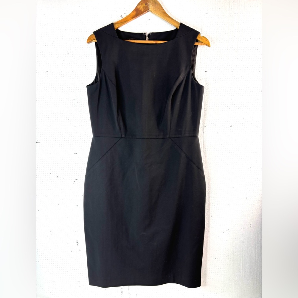 Talbots 8 Fitted Knit Sleeveless Square Neck Shift Black Mini Dress - Funeral